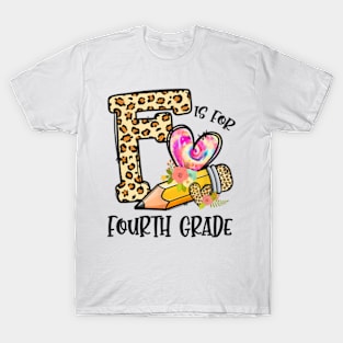 K Is For Fourth Grade Teacher Leopard First Day Of School T-Shirt